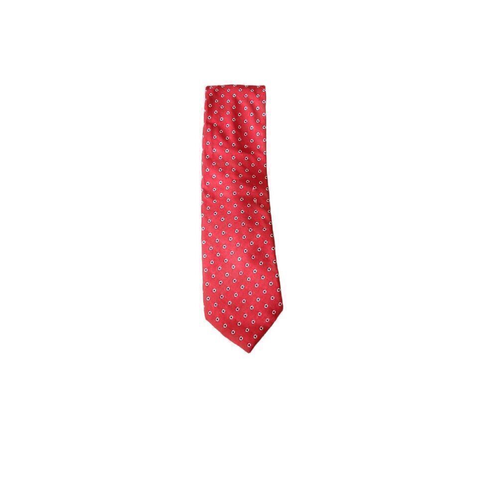 J.S. Blank& Co Red with White Circle and black Dots 100% Silk Length: 59.5"